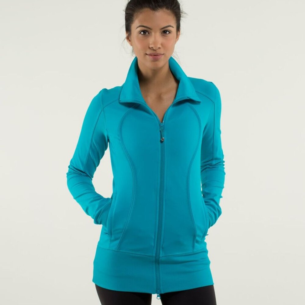 Lululemon Luon Nice Asana Jacket *Brushed Surge Blue Turquoise Sz 6 Preowned